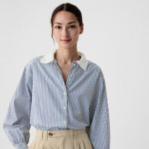 Gap × DÔEN Organic Cotton Eyelet Big blue stripe Shirt